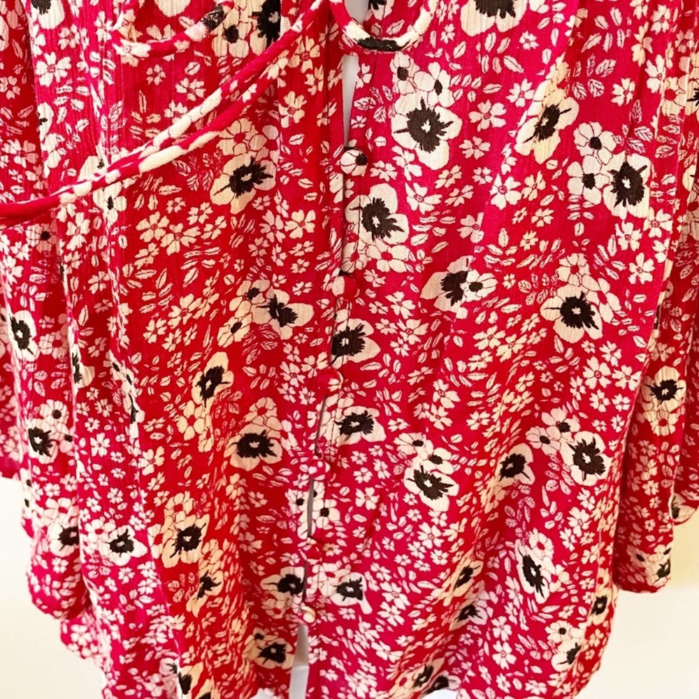 Zara Floral Print Kimono Sleeve Peasant Top XS - Picture 5 of 15